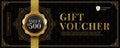 Gift voucher template with glitter gold luxury elements. Vector illustration. Royalty Free Stock Photo